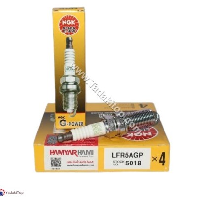 شمع موتور سوزنی پلاتینیوم پایه بلند NGK همیار هامی کد 5018 LFR5AGP بسته 4 عددی مناسب پژو پارس TU5