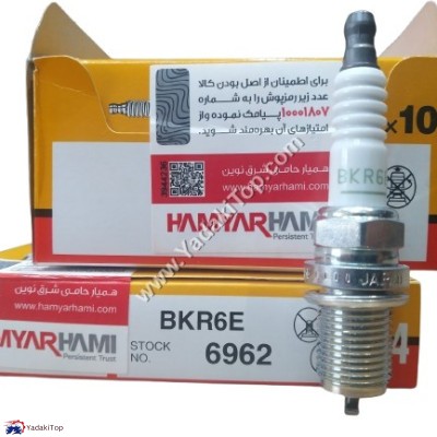 شمع موتور تک پلاتین انژکتوری پایه کوتاه NGK همیار هامی کد BKR6E 6962 بسته 4 تایی مناسب سمند LX